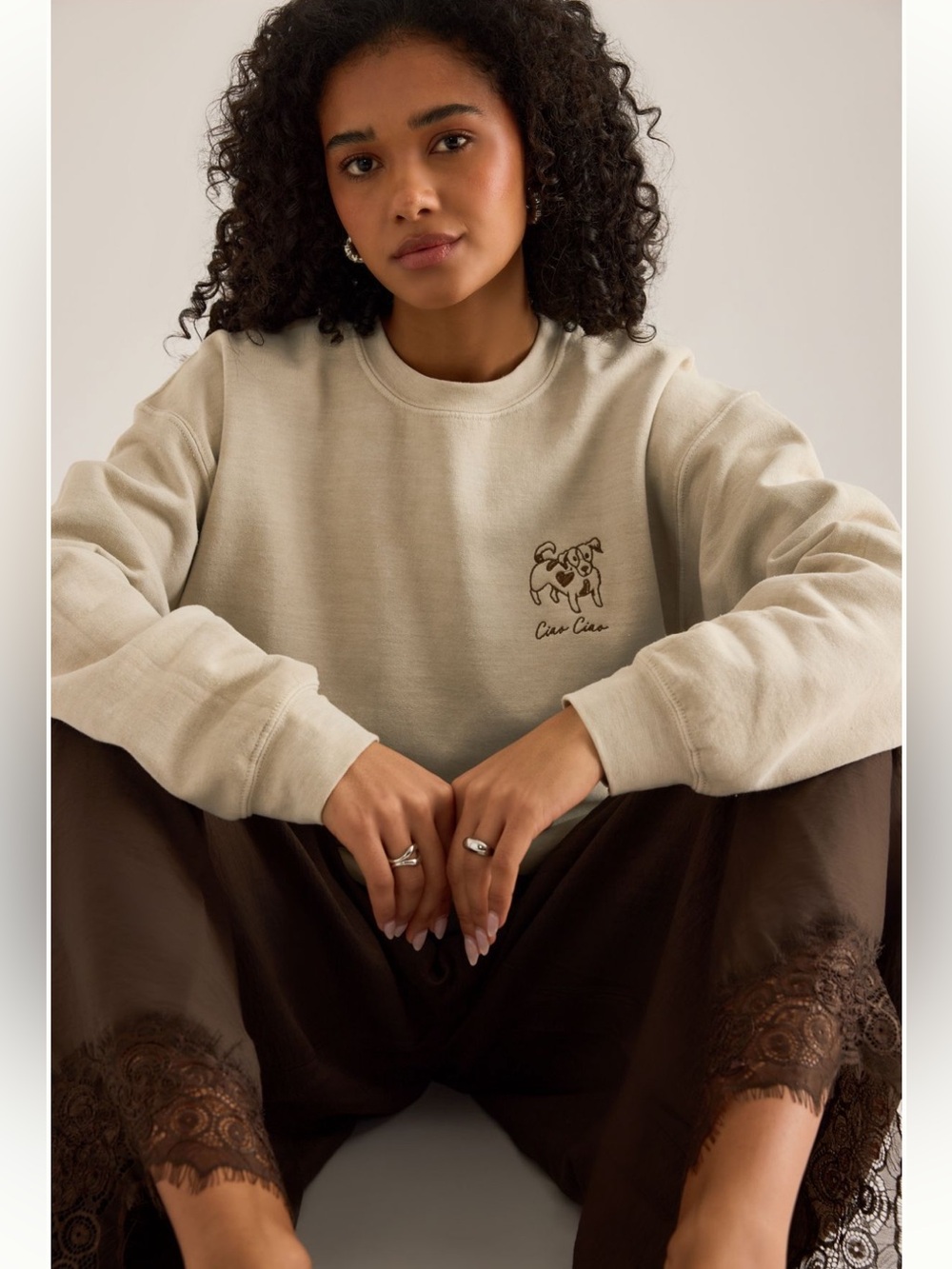 Anthropologie Embroidered Dog Sweatshirt